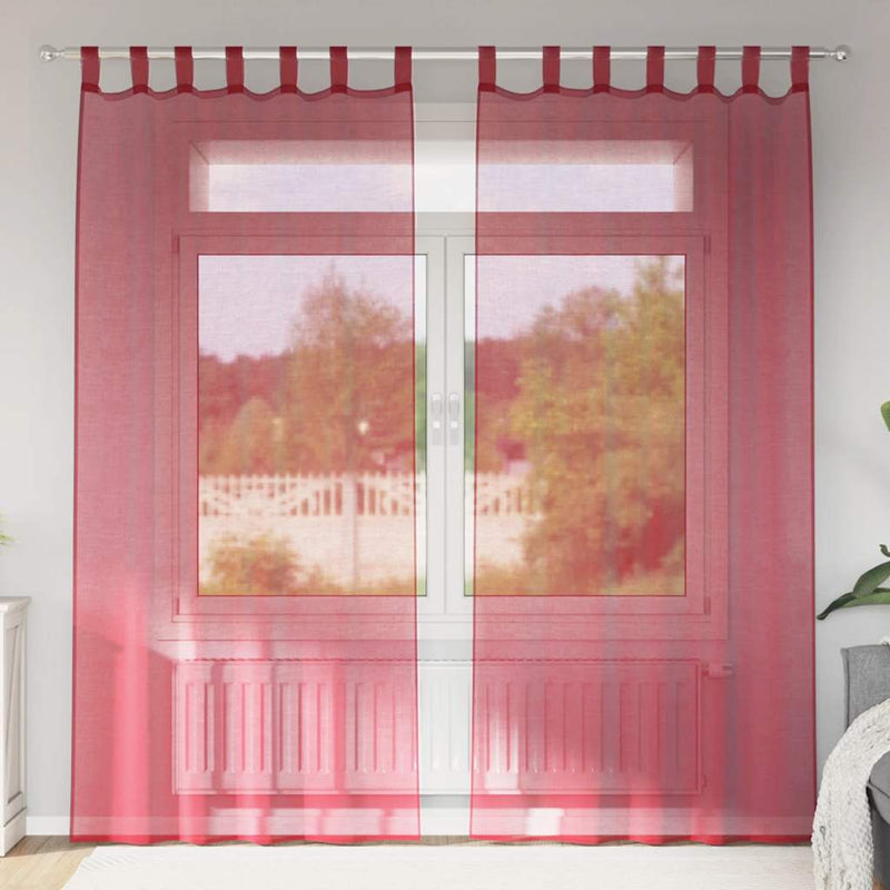 Load image into Gallery viewer, Vidaxl gordijnen voile met roedezakken 2 st wijnrood
