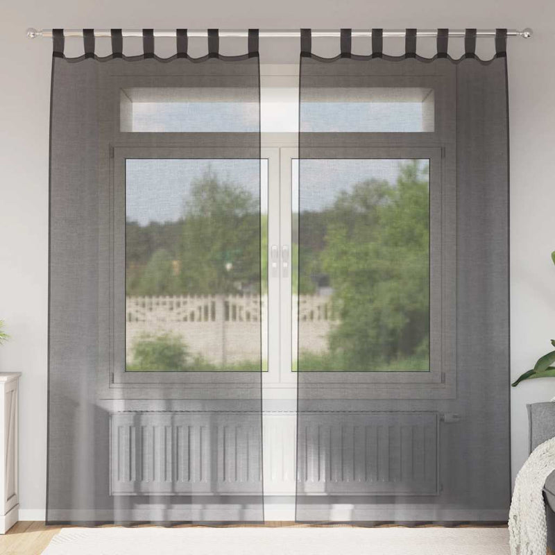Load image into Gallery viewer, Vidaxl gordijnen voile met tab top 2 st zwart
