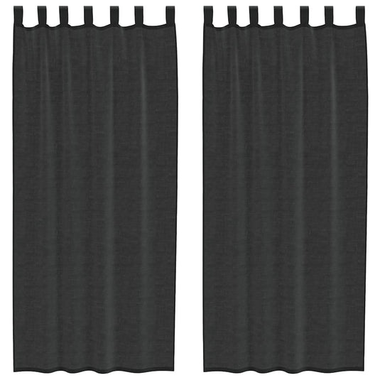 Vidaxl gordijnen voile met tab top 2 st zwart