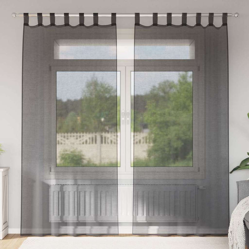 Load image into Gallery viewer, Vidaxl gordijnen voile met tab top 2 st zwart
