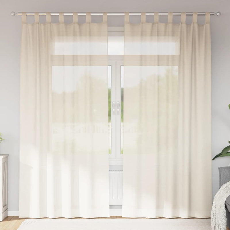 Load image into Gallery viewer, Vidaxl gordijnen voile met tab top 2 st crèmekleurig
