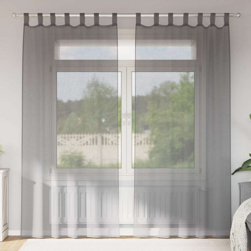 Load image into Gallery viewer, Vidaxl gordijnen voile met lussen 2 st 140x225 cm donkergrijs
