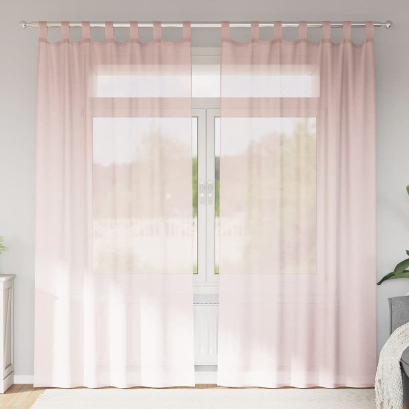 Load image into Gallery viewer, Vidaxl gordijnen voile met lussen 2 st 140x225 cm lichtroze
