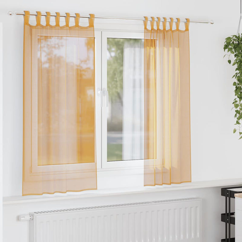 Load image into Gallery viewer, Vidaxl gordijnen voile met lussen 2 st 140x175 cm oranje
