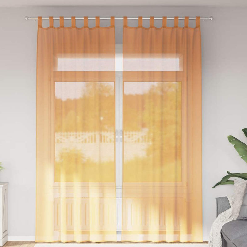 Load image into Gallery viewer, Vidaxl gordijnen voile met lussen 2 st 140x260 cm oranje
