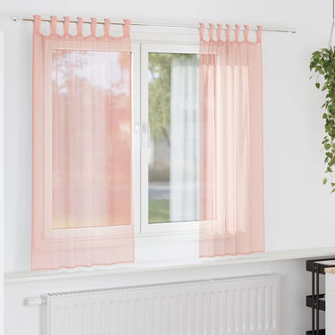 Vidaxl gordijnen voile met lussen 2 st 140x140 cm roze