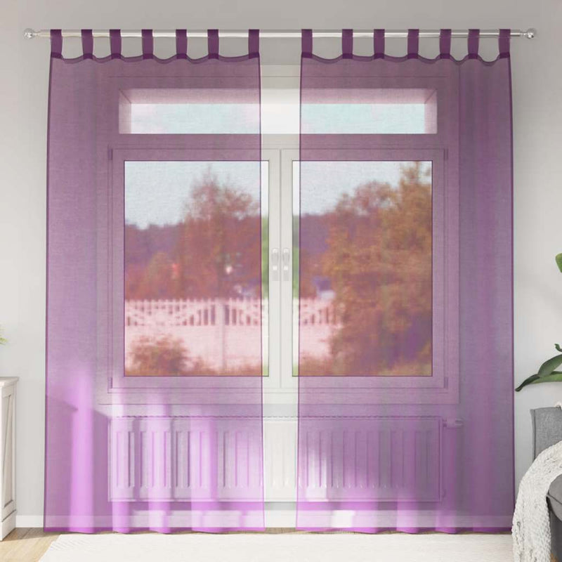 Load image into Gallery viewer, Vidaxl gordijnen voile met lussen 2 st 140x225 cm paars

