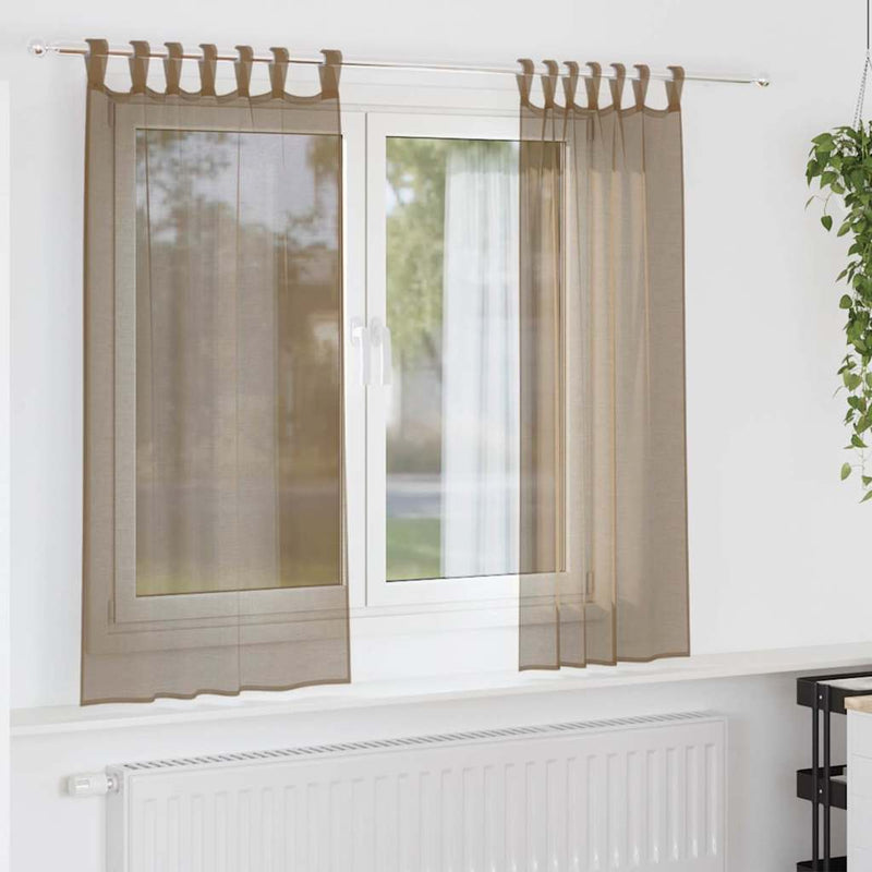 Load image into Gallery viewer, Vidaxl gordijnen voile met lussen 2 st 140x175 cm lichtbruin
