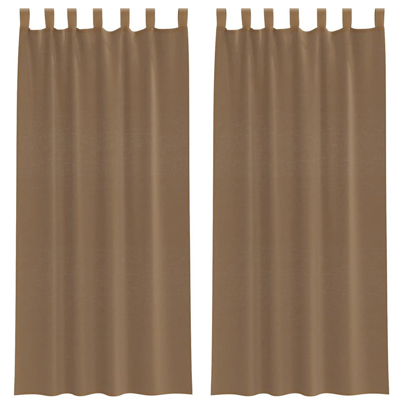 Load image into Gallery viewer, Vidaxl gordijnen voile met lussen 2 st 140x225 cm lichtbruin
