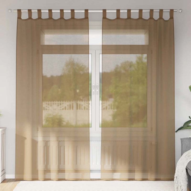 Load image into Gallery viewer, Vidaxl gordijnen voile met lussen 2 st 140x245 cm lichtbruin
