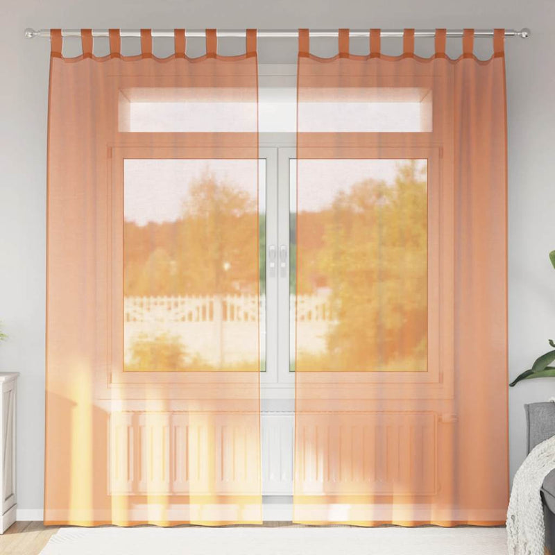 Load image into Gallery viewer, Vidaxl gordijnen voile met lussen 2 st terracotta 140x225 cm
