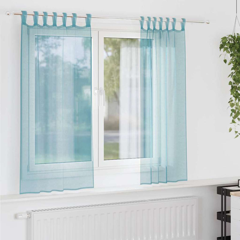 Load image into Gallery viewer, Vidaxl gordijnen voile met lussen 2 st 140x175 cm turkoois
