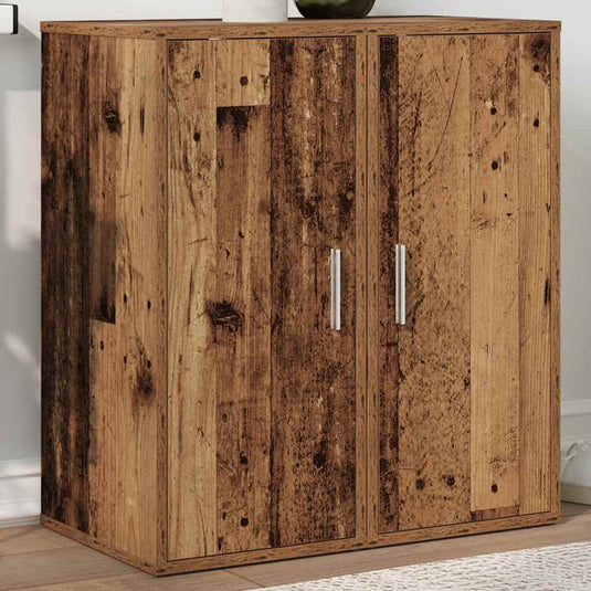 Vidaxl schoenenkasten 2 st 32x35x70 cm bewerkt hout oud houtkleurig