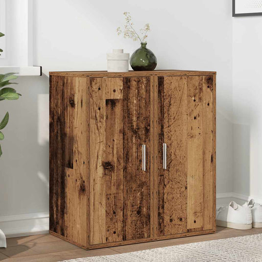 Vidaxl schoenenkasten 2 st 32x35x70 cm bewerkt hout oud houtkleurig