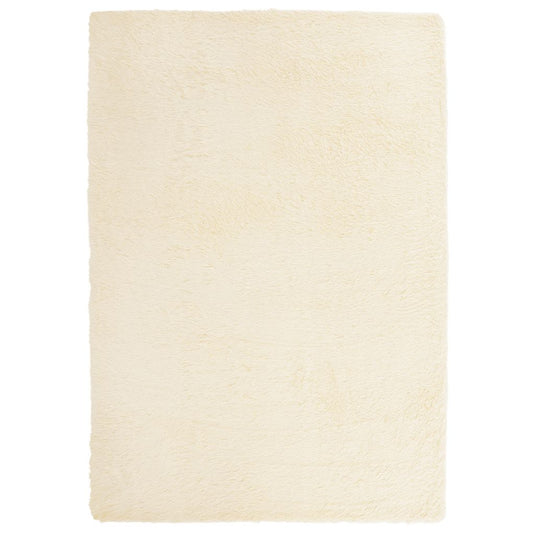 Vidaxl hoogpolig vloerkleed navarra 120x170 cm polyester crèmekleurig