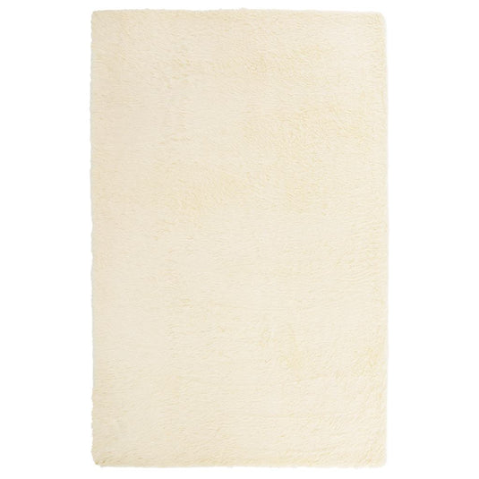 Vidaxl hoogpolig vloerkleed navarra 130x200 cm polyester crèmekleurig
