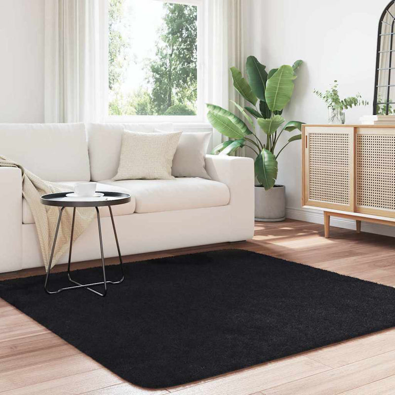 Load image into Gallery viewer, Vidaxl hoogpolig vloerkleed navarra 160x160 cm polyester zwart
