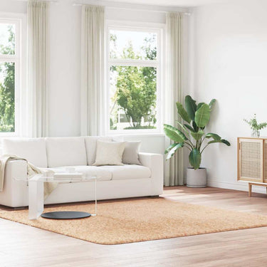 Vidaxl hoogpolig vloerkleed navarra 240x240 cm polyester beige