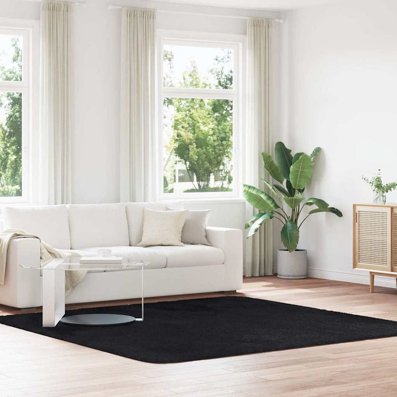 Load image into Gallery viewer, Vidaxl hoogpolig vloerkleed navarra 240x240 cm polyester zwart
