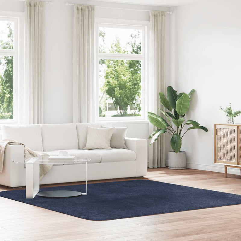 Load image into Gallery viewer, Vidaxl hoogpolig vloerkleed navarra 240x240 cm polyester marineblauw
