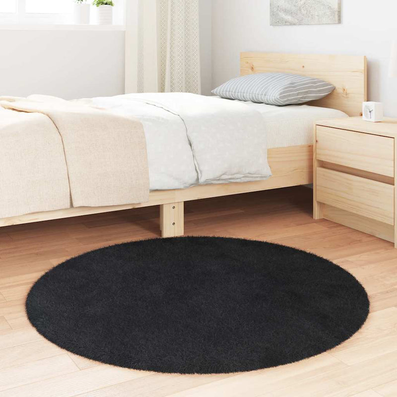Load image into Gallery viewer, Vidaxl hoogpolig vloerkleed navarra 100x100 cm polyester zwart
