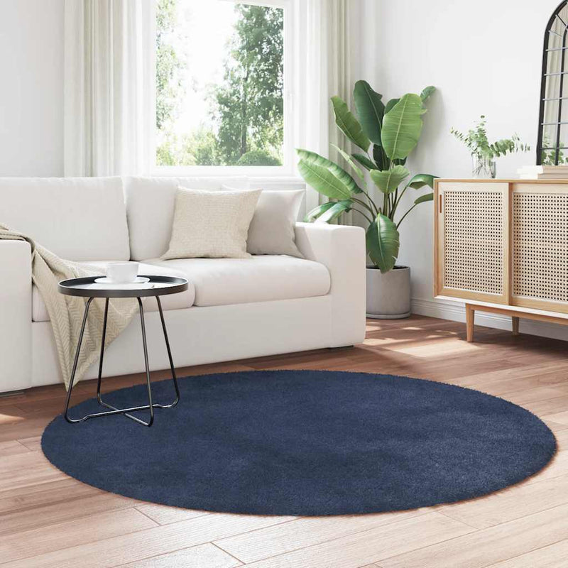 Load image into Gallery viewer, Vidaxl hoogpolig vloerkleed navarra 160x160 cm polyester marineblauw

