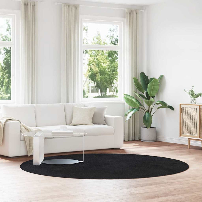 Load image into Gallery viewer, Vidaxl hoogpolig vloerkleed navarra 240x240 cm polyester zwart
