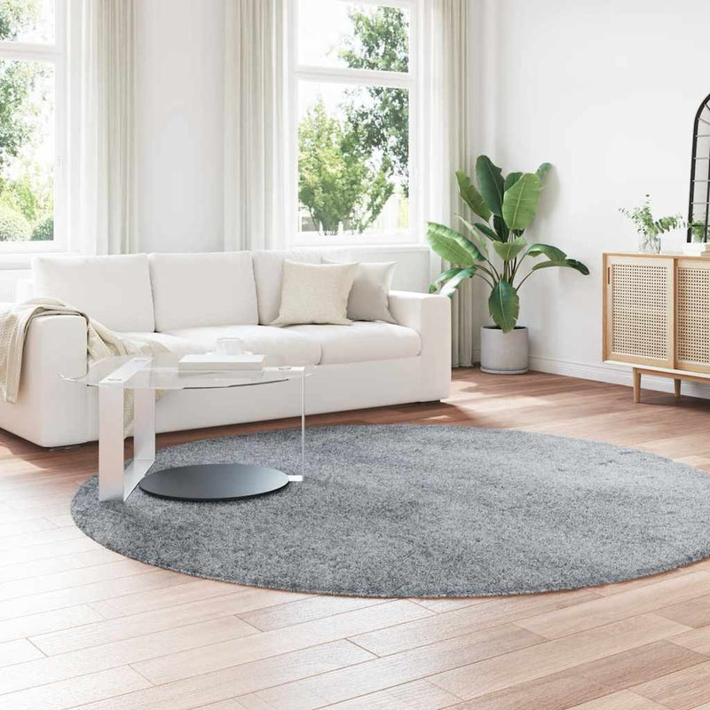 Load image into Gallery viewer, Vidaxl hoogpolig vloerkleed navarra 240x240 cm polyester lichtgrijs
