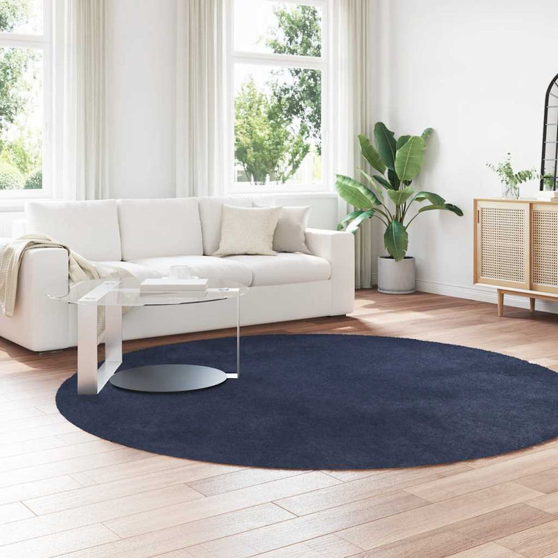 Load image into Gallery viewer, Vidaxl hoogpolig vloerkleed navarra 240x240 cm polyester marineblauw
