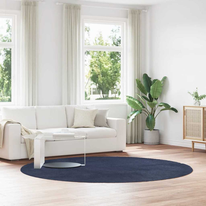Load image into Gallery viewer, Vidaxl hoogpolig vloerkleed navarra 240x240 cm polyester marineblauw
