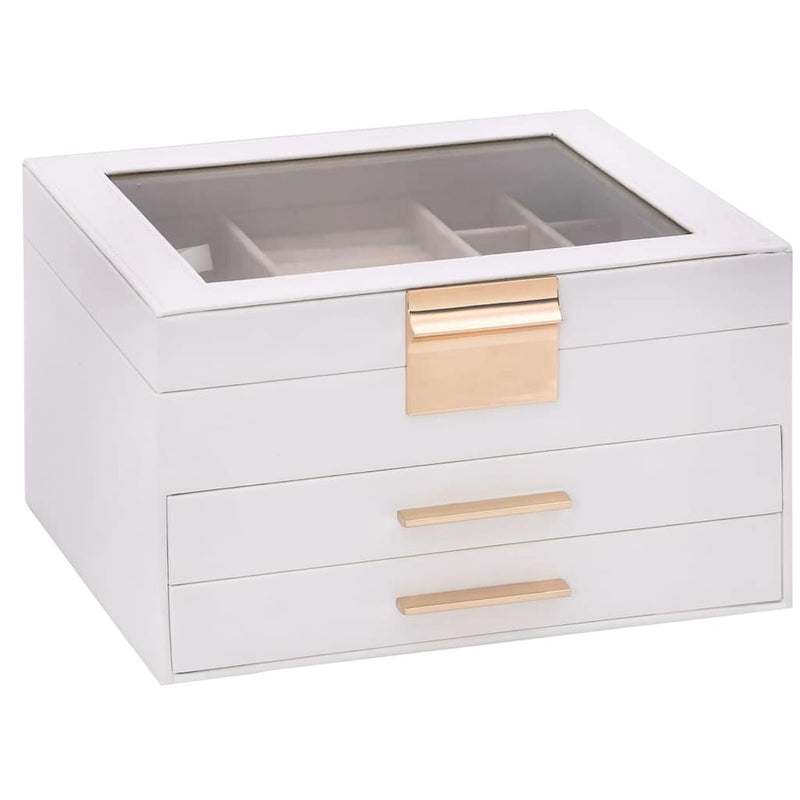 Load image into Gallery viewer, Vidaxl sieradendoosje 3-laags 23x20,5x14 cm wit
