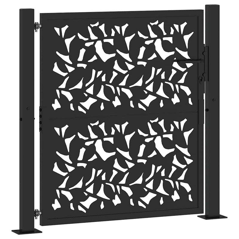 Load image into Gallery viewer, Vidaxl poort met bladontwerp 100x100 cm staal zwart
