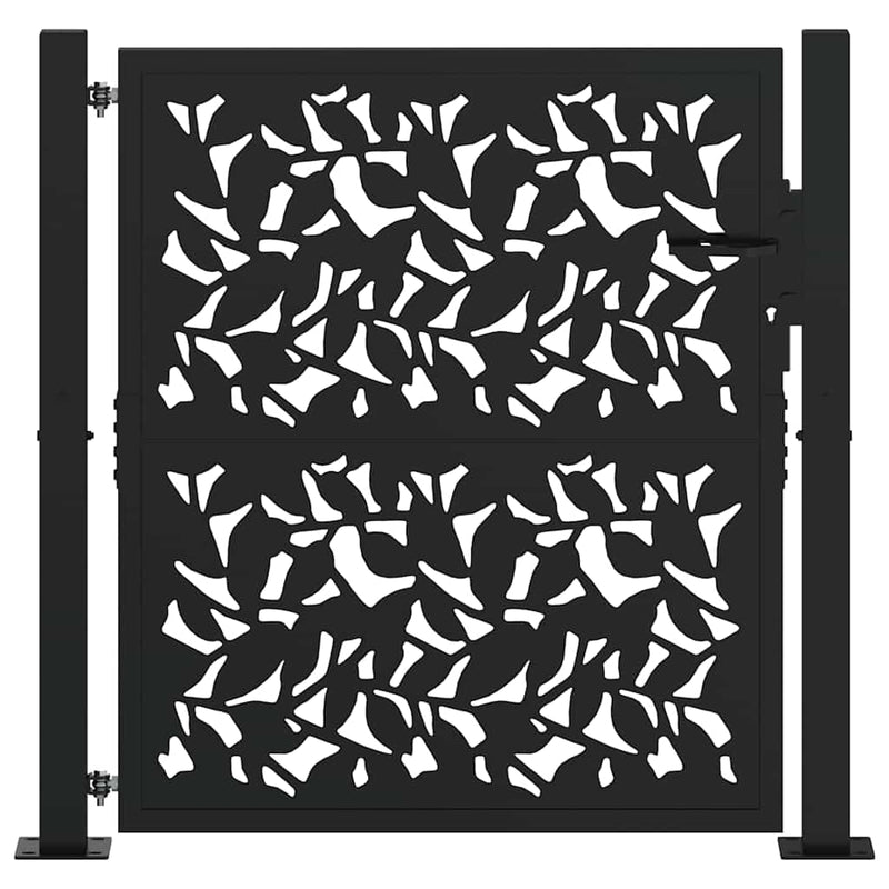 Load image into Gallery viewer, Vidaxl poort met bladontwerp 100x100 cm staal zwart

