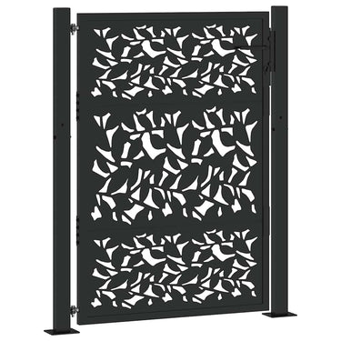 Vidaxl poort met bladontwerp 100x125 cm staal zwart