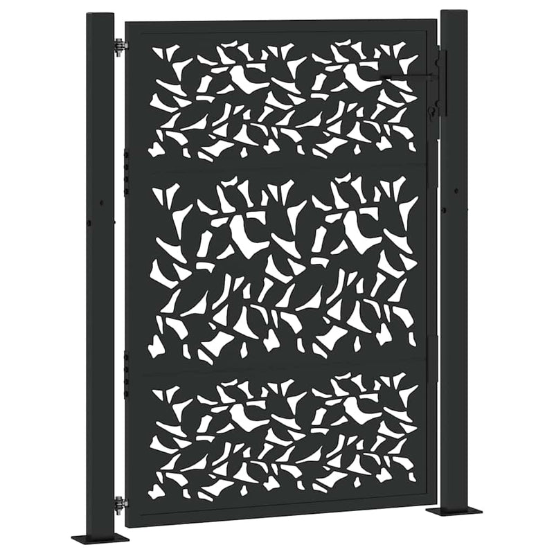Load image into Gallery viewer, Vidaxl poort met bladontwerp 100x125 cm staal zwart
