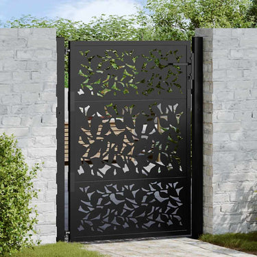 Vidaxl poort met bladontwerp 100x125 cm staal zwart