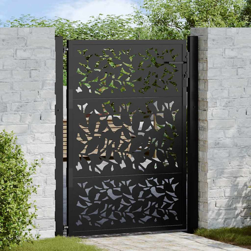 Load image into Gallery viewer, Vidaxl poort met bladontwerp 100x125 cm staal zwart
