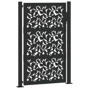 Vidaxl poort met bladontwerp 100x150 cm staal zwart