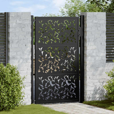 Vidaxl poort met bladontwerp 100x150 cm staal zwart