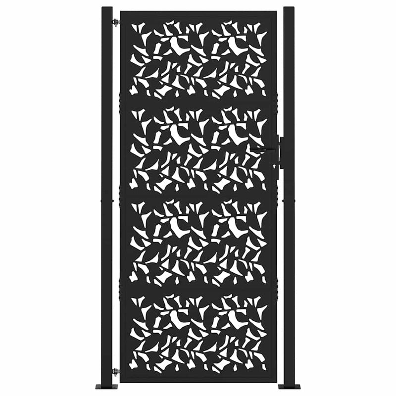 Load image into Gallery viewer, Vidaxl poort met bladontwerp 100x200 cm staal zwart
