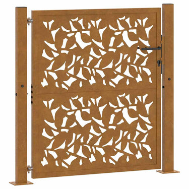 Vidaxl poort met bladontwerp 100x100 cm weervast staal