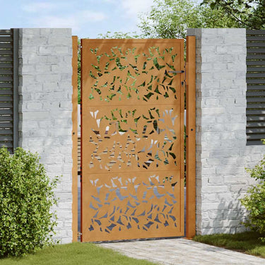 Vidaxl poort met bladontwerp 100x125 cm weervast staal
