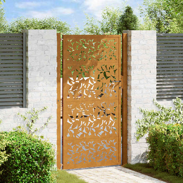 Vidaxl poort met bladontwerp 100x175 cm weervast staal