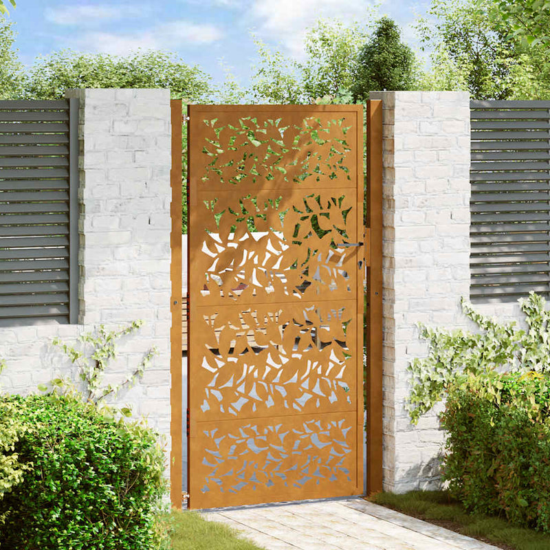 Load image into Gallery viewer, Vidaxl poort met bladontwerp 100x175 cm weervast staal
