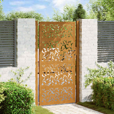 Vidaxl poort met bladontwerp 100x200 cm weervast staal