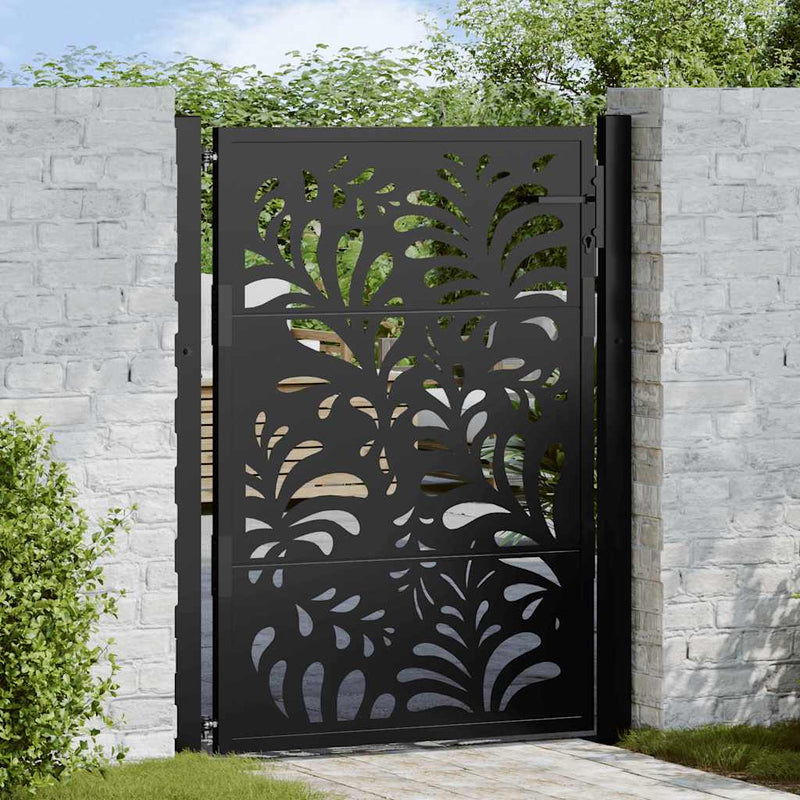 Load image into Gallery viewer, Vidaxl poort met golfontwerp 100x125 cm staal zwart
