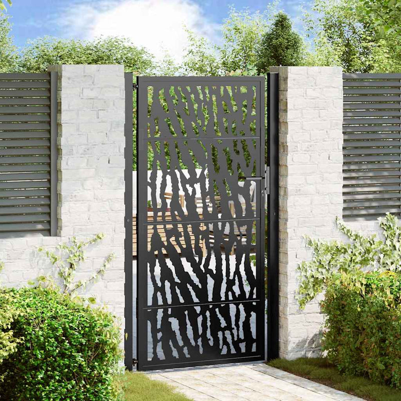Load image into Gallery viewer, Vidaxl poort met sporenontwerp 100x175 cm staal zwart
