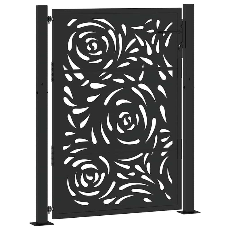 Load image into Gallery viewer, Vidaxl poort met vlamontwerp 100x125 cm staal zwart
