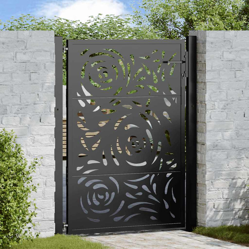 Load image into Gallery viewer, Vidaxl poort met vlamontwerp 100x125 cm staal zwart
