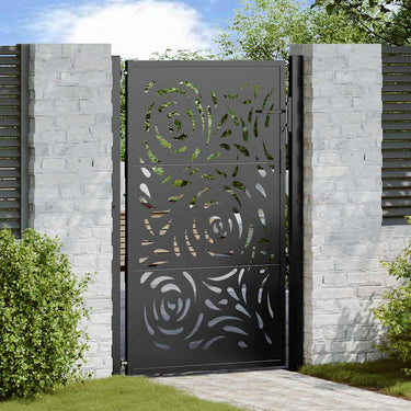 Vidaxl poort met vlamontwerp 100x150 cm staal zwart